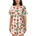 thumbnail image 1 of Kdxio Strawberries And Leaf Print Pajamas Sets for Women Short-Sleeved Pjs with Lounge Shorts Two Piece Sleepwear S-4XL, 1 of 9