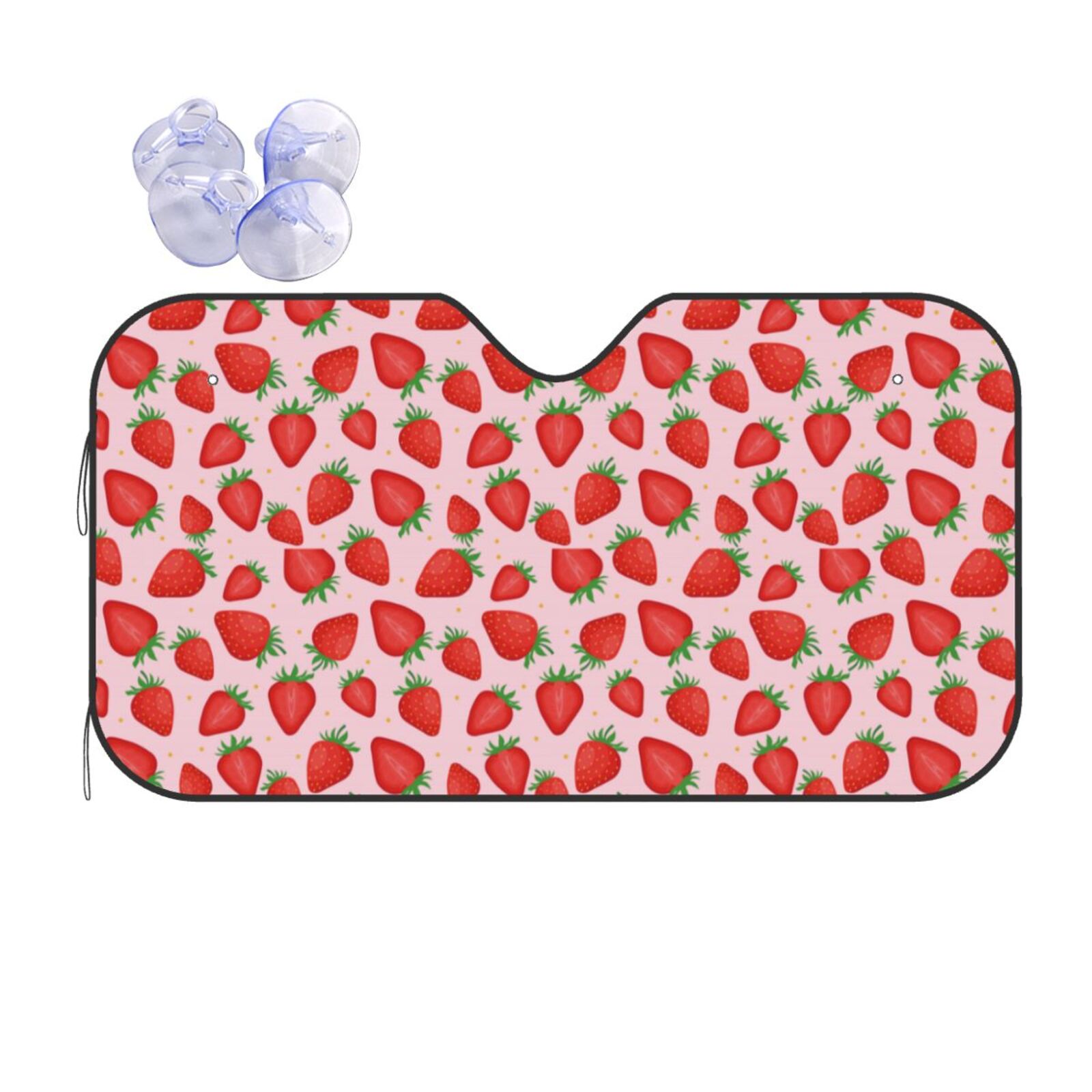 Kdxio Strawberries Print Front Windshield Sun Shade,Folding Auto