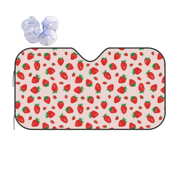 Kdxio Strawberries Print Front Windshield Sun Shade,Folding Auto Sunshade for Car Truck SUV-