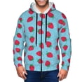 thumbnail image 1 of Kdxio Strawberries Print Men Hoodies Casual Hoodies for Men with Zip Pockets Full Zip Long Sleeve Sweatshirt Sports Hooded Jacket-Small, 1 of 5
