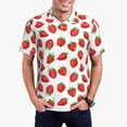 thumbnail image 1 of Kdxio Strawberries Print Men's Short Sleeve Polo Shirt,Midweight Men's Shirt, 1 of 6