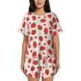 thumbnail image 1 of Kdxio Strawberries Print Pajamas Sets for Women Short-Sleeved Pjs with Lounge Shorts Two Piece Sleepwear S-4XL, 1 of 9