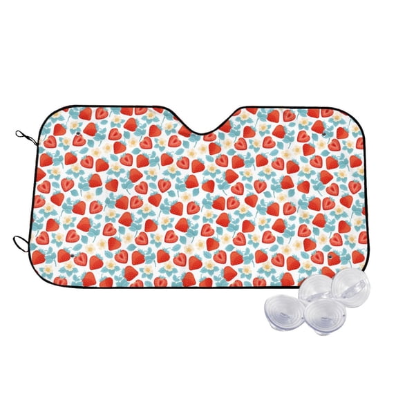 Kdxio Strawberries Print Windshield Sun Shade,UV Rays and Sun Heat Protection,Sunshade for Car Windshield,Car Shade Front Windshield -