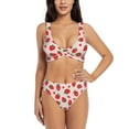 thumbnail image 1 of Kdxio Strawberries Print Women's 2 Piece High Waisted Wrap Spaghetti Strap Summer Swimsuit Bikini Set-, 1 of 7
