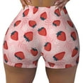 thumbnail image 1 of Kdxio Strawberries Print Workout Shorts for Women Seamless Soft Smooth Gym Yoga Scrunch Active Shorts, 1 of 9