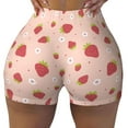 thumbnail image 1 of Kdxio Strawberries Print Workout Shorts for Women Seamless Soft Smooth Gym Yoga Scrunch Active Shorts, 1 of 9