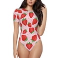 thumbnail image 1 of Kdxio Strawberries for Women's Short-Sleeved Onesie Stylish Round Neck Pajamas Bodysuit Jumpsuit Nightwear-Medium, 1 of 7
