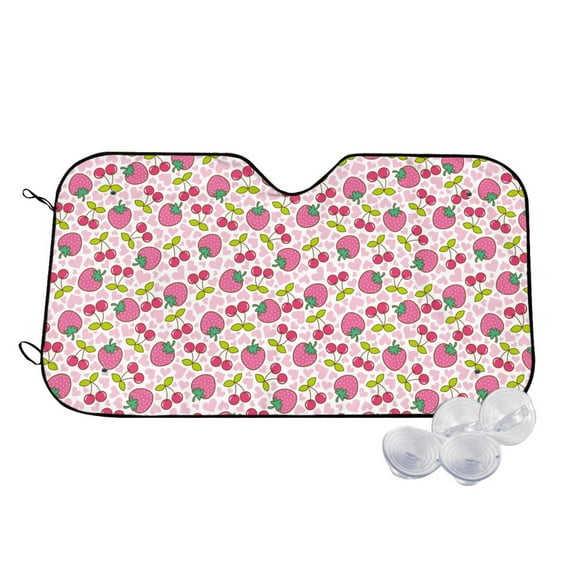 Kdxio Strawberry And Cheery Print Windshield Sun Shade,UV Rays and Sun Heat Protection,Sunshade for Car Windshield,Car Shade Front Windshield - Medium