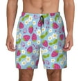 thumbnail image 1 of Kdxio Strawberry And Flowers Print Men's Swim Trunks with Compression Liner 7 Inch Inseam Quick Dry Swim Shorts, 1 of 7