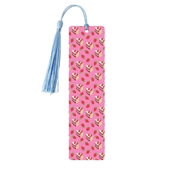 Kdxio Strawberry Cake Print Metal Tassel Bookmarks,Perfect Gift for Art Lovers and Bookworms Metal Bookmarks for Women