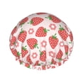 thumbnail image 1 of Kdxio Strawberry Flower Print Shower Cap for Women,Elastic and Reusable,Double Waterproof Layers Bathing Hat, 1 of 9