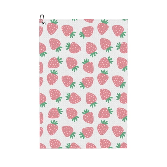 Kdxio Strawberry Pattern Golf Towel (24" X 16") with Carabiner Clip - The Convenient Golf Cleaning Towel