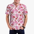 thumbnail image 1 of Kdxio Strawberry Popsicle Print Men's Short Sleeve Polo Shirt,Midweight Men's Shirt, 1 of 6