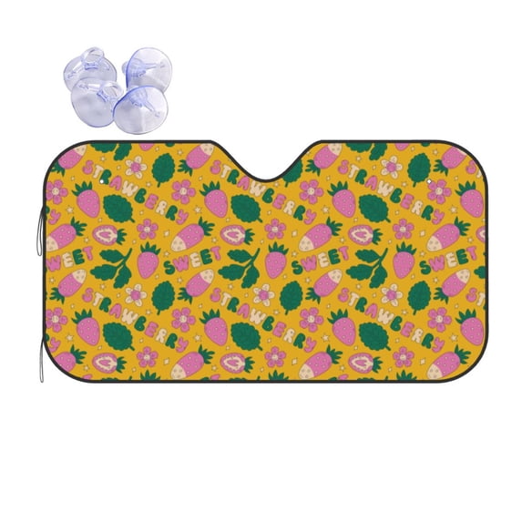 Kdxio Strawberry Print Front Windshield Sun Shade,Folding Auto Sunshade for Car Truck SUV-Medium