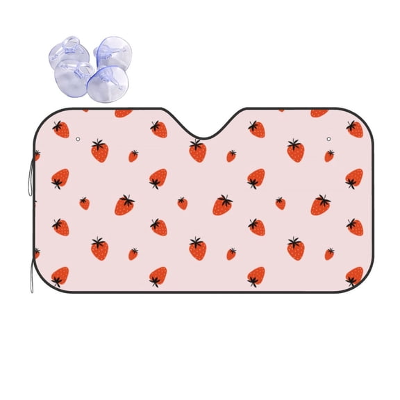 Kdxio Strawberry Print Front Windshield Sun Shade,Folding Auto Sunshade for Car Truck SUV-Small