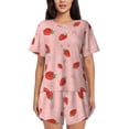 thumbnail image 1 of Kdxio Strawberry Print Pajamas Sets for Women Short-Sleeved Pjs with Lounge Shorts Two Piece Sleepwear S-4XL, 1 of 9