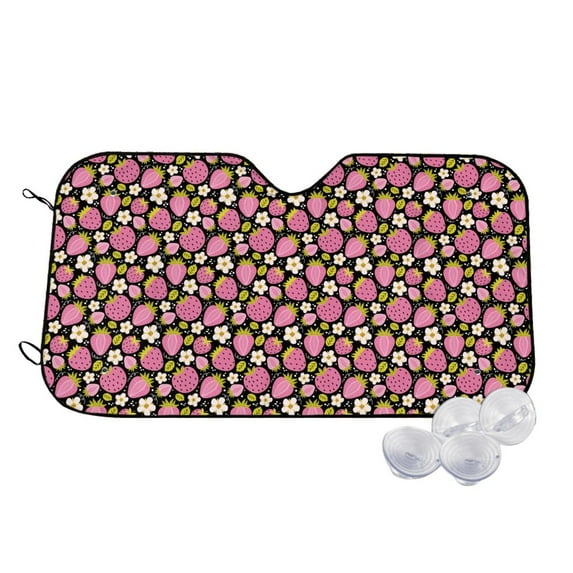 Kdxio Strawberry Print Windshield Sun Shade,UV Rays and Sun Heat Protection,Sunshade for Car Windshield,Car Shade Front Windshield - Small