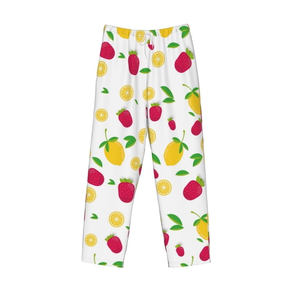 Kdxio Strawberry and Lemon Print Men's Sleep Pajama Pant Lounge Pants with Pockets