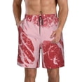 thumbnail image 1 of Kdxio Striped Meat Pattern Mens Casual Shorts - Drawstring Summer Beach Sports Shorts for Men, 1 of 5