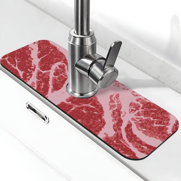 Kdxio Striped Meat Pattern Non-Slip Diatom Mud Faucet Drain Pad,Self Absorbent Mat for Kitchen Sink for Variety Kitchen & Bathroom Countertops