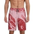 thumbnail image 1 of Kdxio Striped Meat Print Mens Sleep Shorts Bottoms Soft Comfy Pajama Wear Pants with Drawstring Pockets, 1 of 5