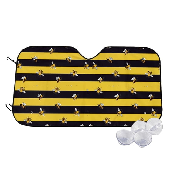 Kdxio Striped With Bees Print Windshield Sun Shade,UV Rays and Sun Heat Protection,Sunshade for Car Windshield,Car Shade Front Windshield - Small