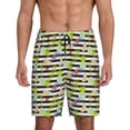 thumbnail image 1 of Kdxio Striped With Palm Tree Branches Print Mens Sleep Shorts Bottoms Soft Comfy Pajama Wear Pants with Drawstring Pockets, 1 of 5
