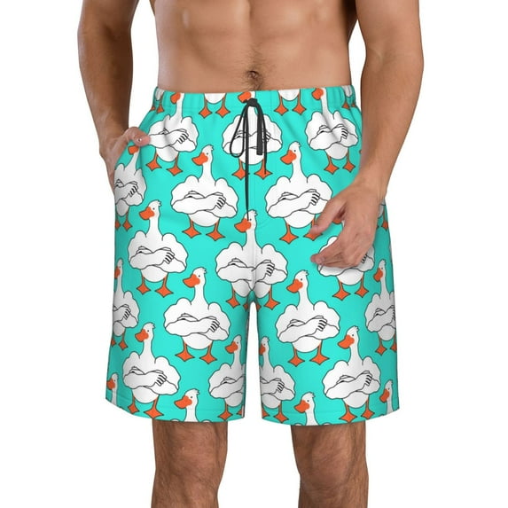 Kdxio Strong Goose Pattern Mens Casual Shorts - Drawstring Summer Beach Sports Shorts for Men