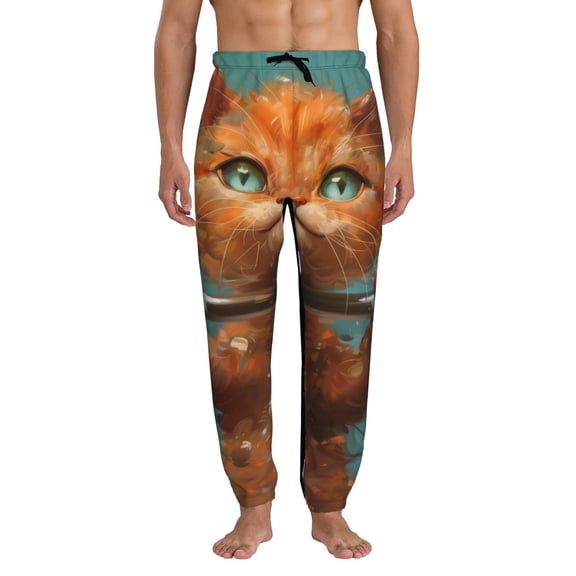 Kdxio Strong Kitten Lifting Weights Pattern Joggers,Sweatpants for Men with Pockets-XX-Large
