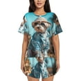 thumbnail image 1 of Kdxio Stylish Dog in Denim Outfit Print Pajamas Sets for Women Short-Sleeved Pjs with Lounge Shorts Two Piece Sleepwear S-4XL, 1 of 5
