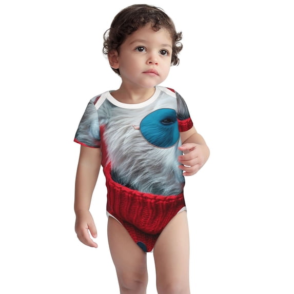 Kdxio Stylish Polar Bear Sunglasses Pattern Unisex Baby Cotton Short Sleeve Bodysuits-3 Months