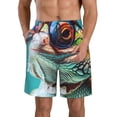 thumbnail image 1 of Kdxio Stylish Sunglasses Iguana Pattern Mens Casual Shorts - Drawstring Summer Beach Sports Shorts for Men, 1 of 5