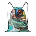 thumbnail image 1 of Kdxio Stylish Sunglasses Iguana Print Drawstring Backpack Bag,Waterproof Draw String Back Sack, Gym Drawstring Bags Swim Bag For Unisex, 1 of 5