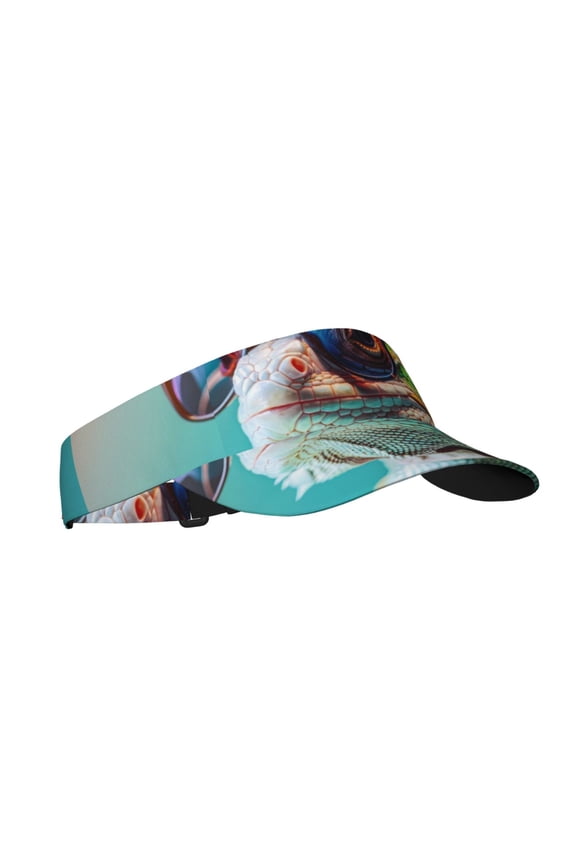 Stylish Sunglasses Iguana Print Sun Visor Hat Golf Visor Adjustable Velcro Outdoor Sports Cap for Men Women