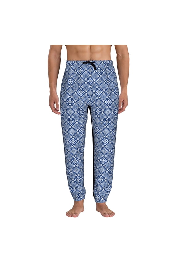 Stylized Flowers Vintage Boho Pattern Joggers,Sweatpants for Men with Pockets-Medium