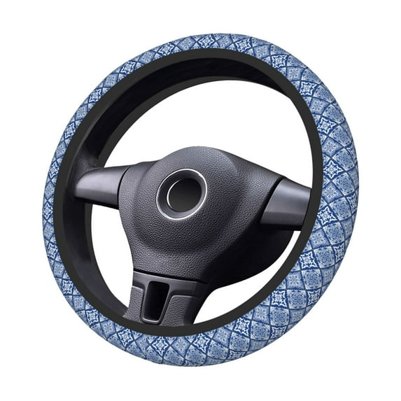 Kdxio Stylized Flowers Vintage Boho Print Elastic Stretch Steering Wheel Cover,Auto Steering Wheel Cover,15 Inch Anti-Slip,Warm in Winter and Cool in Summer,Fit Suvs,Vans Cars,Trucks