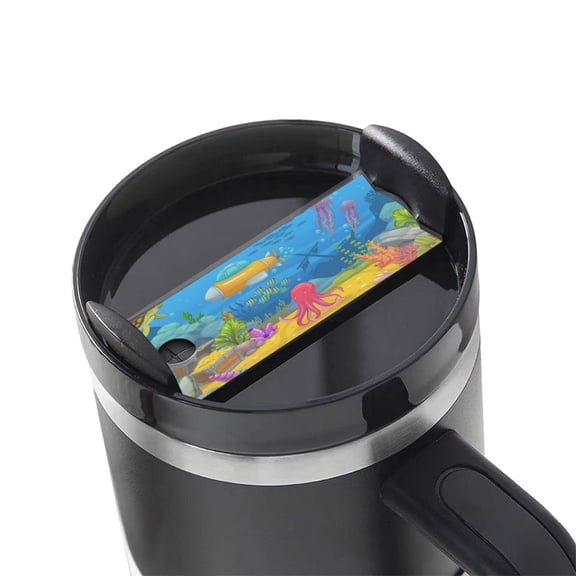 Kdxio Submarine And Landscape Name Plate Compatible Stanley Cups Name Tag Acrylic Nameplate Tumbler Lid Topper for Cup Accessories