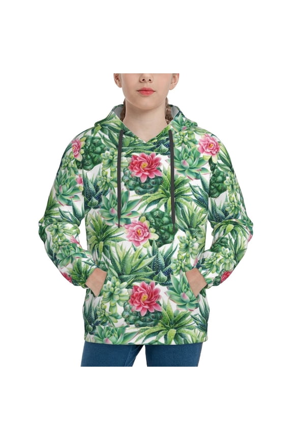 Succulents 1 Pattern Boys Athletic Unisex Boys Girls Hoodie with Pocket Sweatshirts-Small