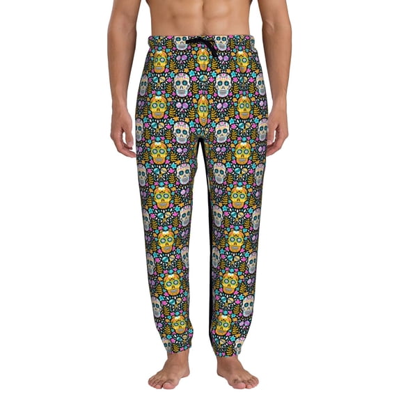 Kdxio Sugar Skulls Pattern Joggers,Sweatpants for Men with Pockets-X-Large