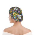 thumbnail image 1 of Kdxio Sugar Skulls Print Shower Cap for Women,Elastic and Reusable,Double Waterproof Layers Bathing Hat, 1 of 6