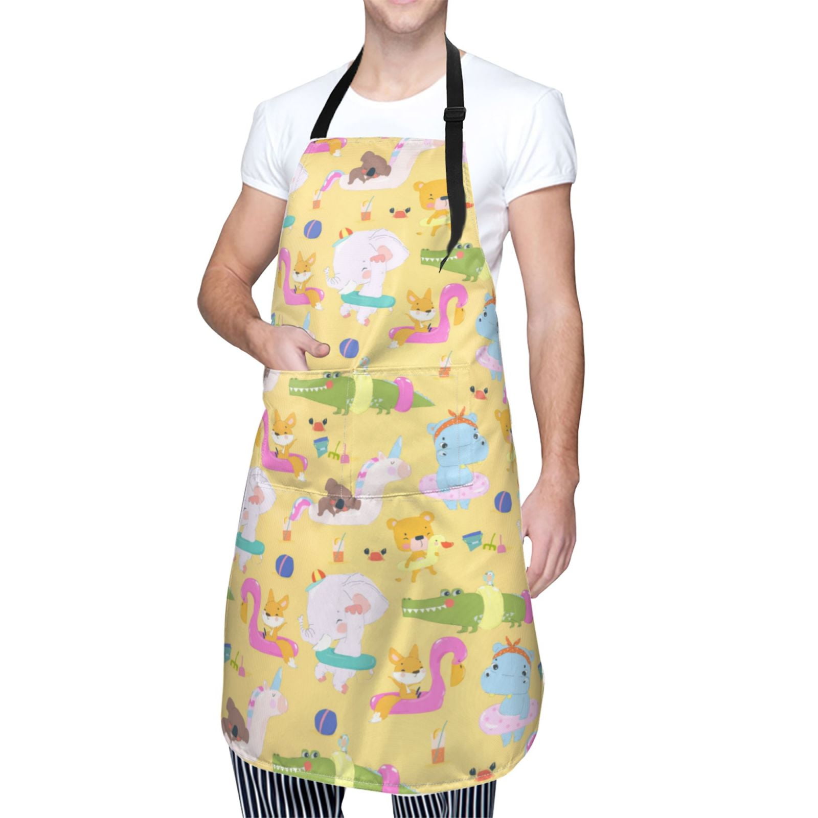 Kdxio Summer Animals Apron with Pockets Adjustable Kitchen Aprons for Men Women Waterproof Aprons for Cooking,Drawing,Crafting, Baking Household Cleaning