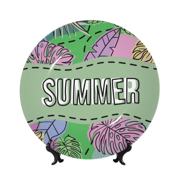 Kdxio Summer Bone China Decorative Plate Ceramic Decorative Plate for Home Office Wall Stand Decorative Plates for Home Bedroom-8in