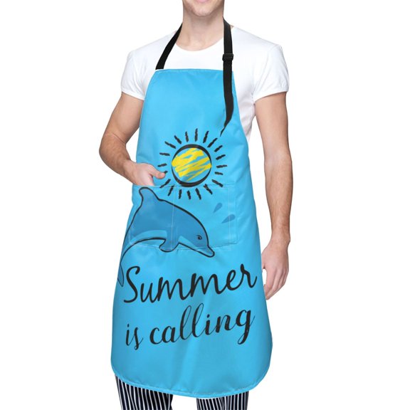 Kdxio Summer is Calling Apron with Pockets Adjustable Kitchen Aprons for Men Women Waterproof Aprons for Cooking,Drawing,Crafting, Baking Household Cleaning