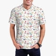thumbnail image 1 of Kdxio Summer Floral Print Men's Short Sleeve Polo Shirt,Midweight Men's Shirt, 1 of 6