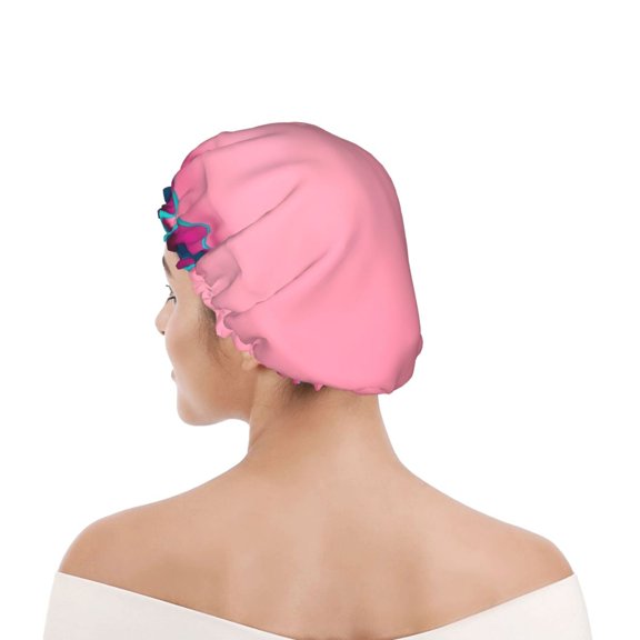 Kdxio Summer Fruits And Sunglasses Print Shower Cap for Women,Elastic and Reusable,Double Waterproof Layers Bathing Hat