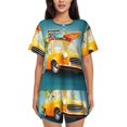 thumbnail image 1 of Kdxio Summer Funny Retro Car Print Pajamas Sets for Women Short-Sleeved Pjs with Lounge Shorts Two Piece Sleepwear S-4XL, 1 of 8