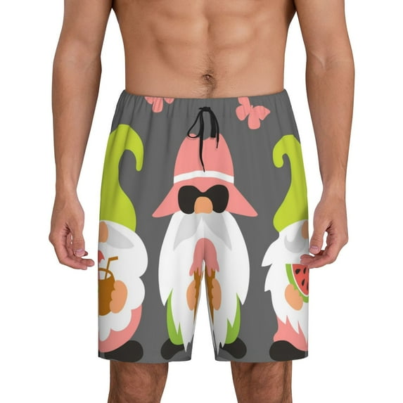 Kdxio Summer Gnome 1 Print Mens Sleep Shorts Bottoms Soft Comfy Pajama Wear Pants with Drawstring Pockets