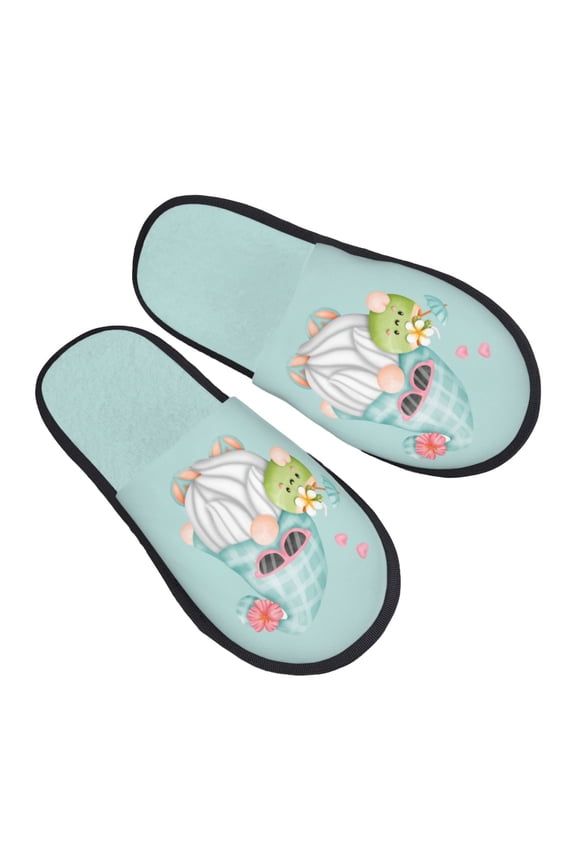 Summer Gnome,Cute Gnome Pattern Slippers for Women Memory Foam Fuzzy House Slippers Bedroom Non-slip Warm Womens Slippers