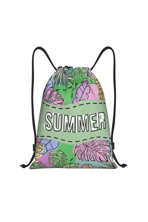 Summer Print Drawstring Backpack Bag,Waterproof Draw String Back Sack, Gym Drawstring Bags Swim Bag For Unisex