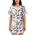 thumbnail image 1 of Kdxio Summer Print Pajamas Sets for Women Short-Sleeved Pjs with Lounge Shorts Two Piece Sleepwear S-4XL, 1 of 9